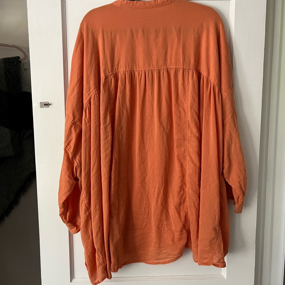 Free, People oversized, shirt, size large color is orange - Picture 7 of 7